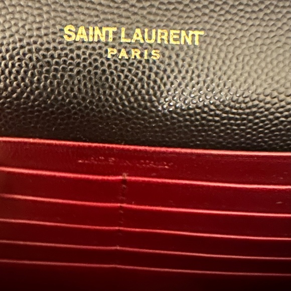 New Saint Laurent Cassandra YSL Wallet on Chain Grained Black Leather Crossbody - Picture 5 of 10